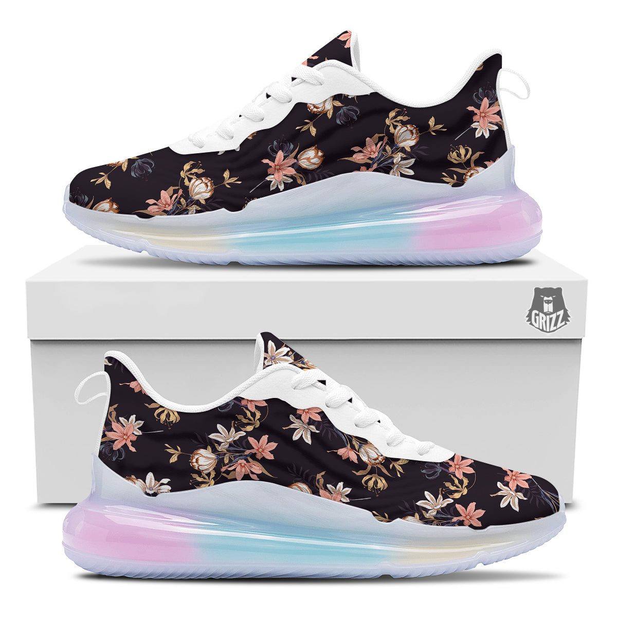 Wild Flower Print Pattern Running Sneakers-grizzshop