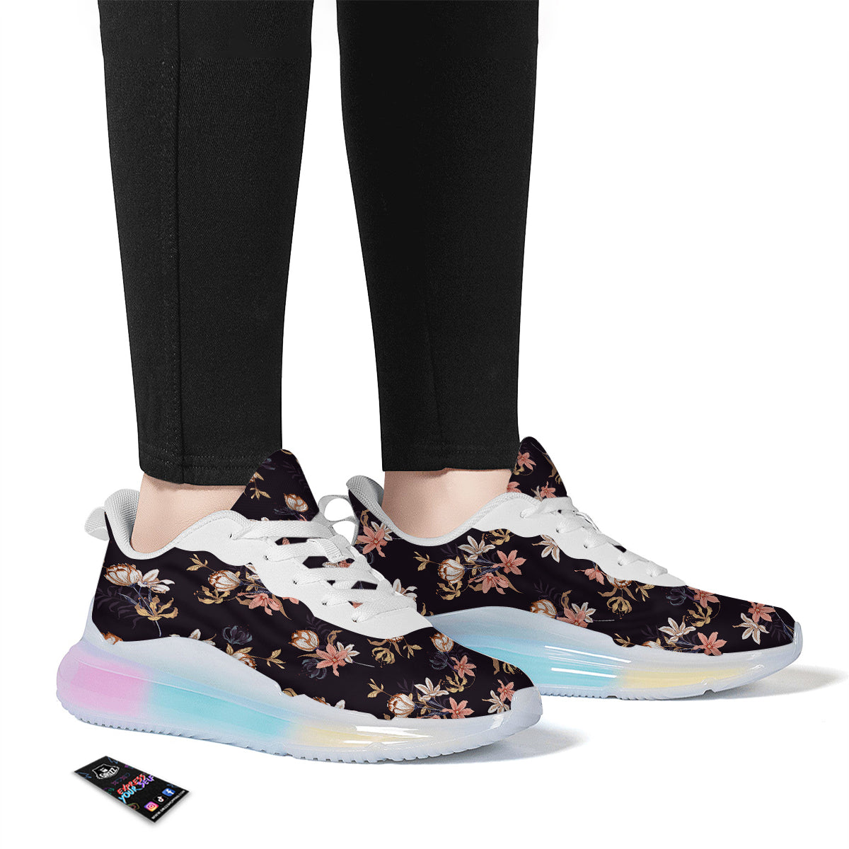 Wild Flower Print Pattern Running Sneakers-grizzshop