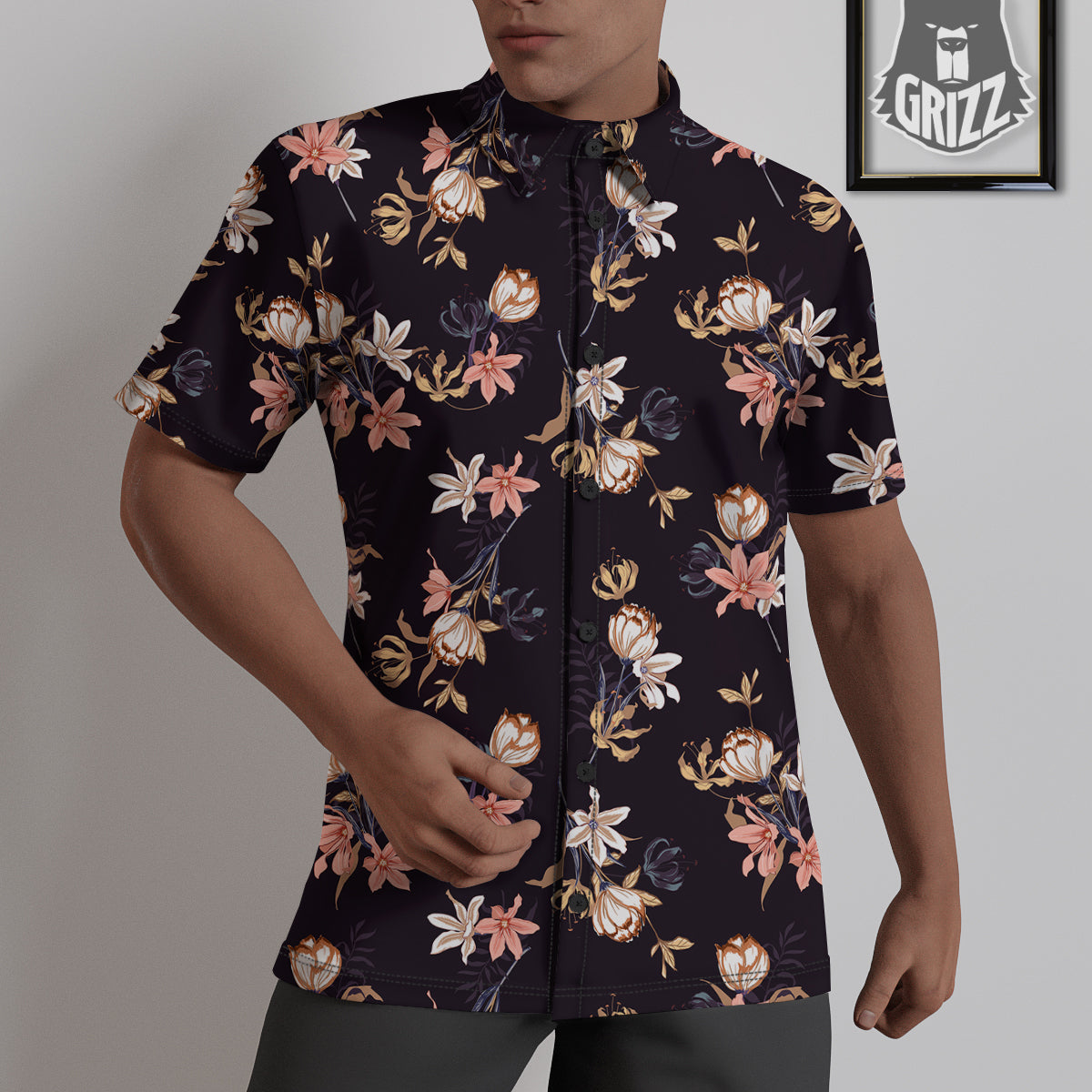 Wild Flower Print Pattern Untucked Shirts-grizzshop