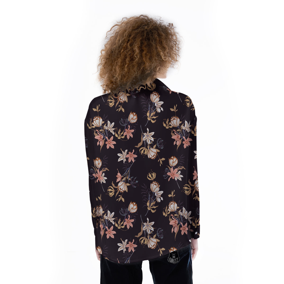 Wild Flower Print Pattern Women's Long Sleeve Shirts-grizzshop