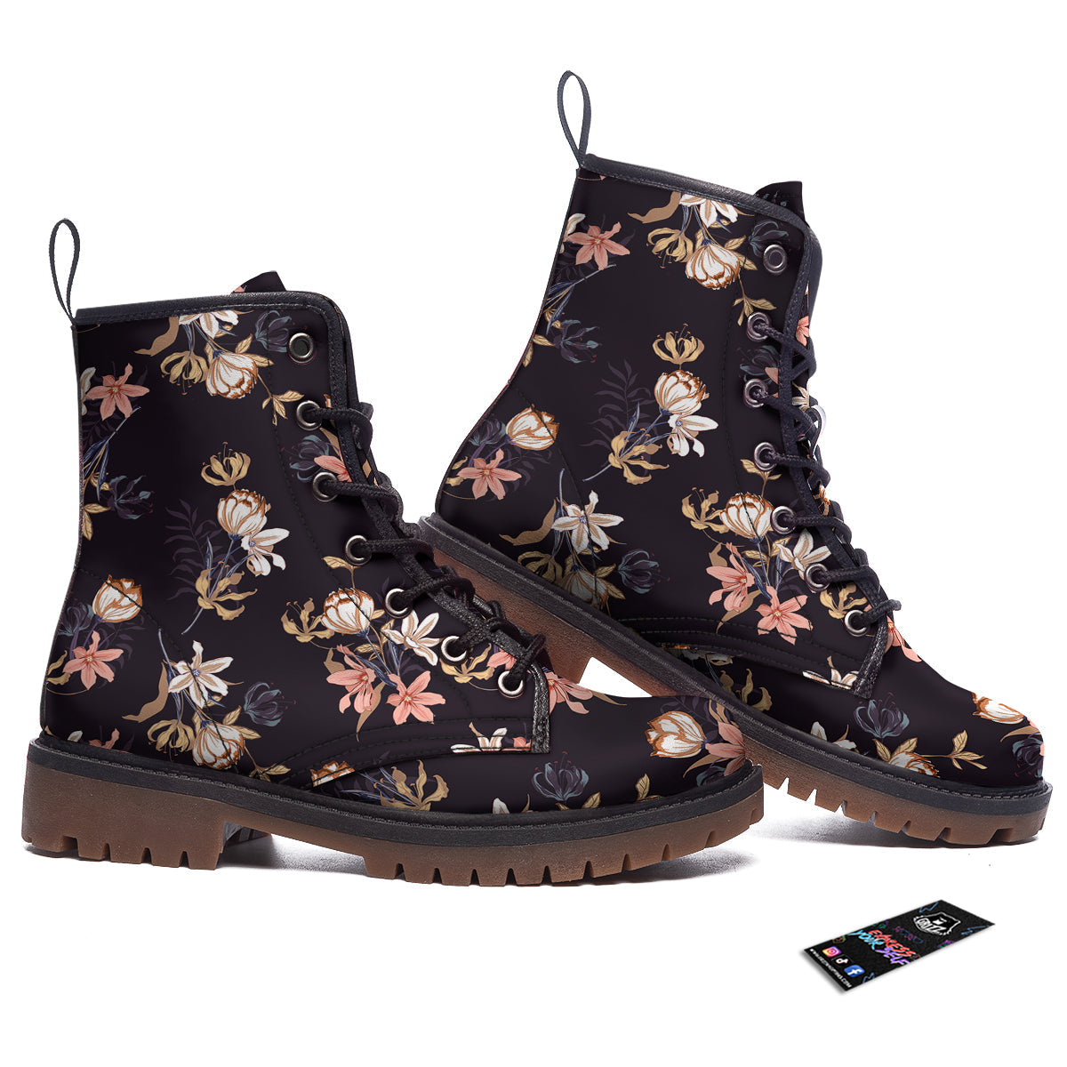 Wild Flower Print Pattern Work Boots-grizzshop