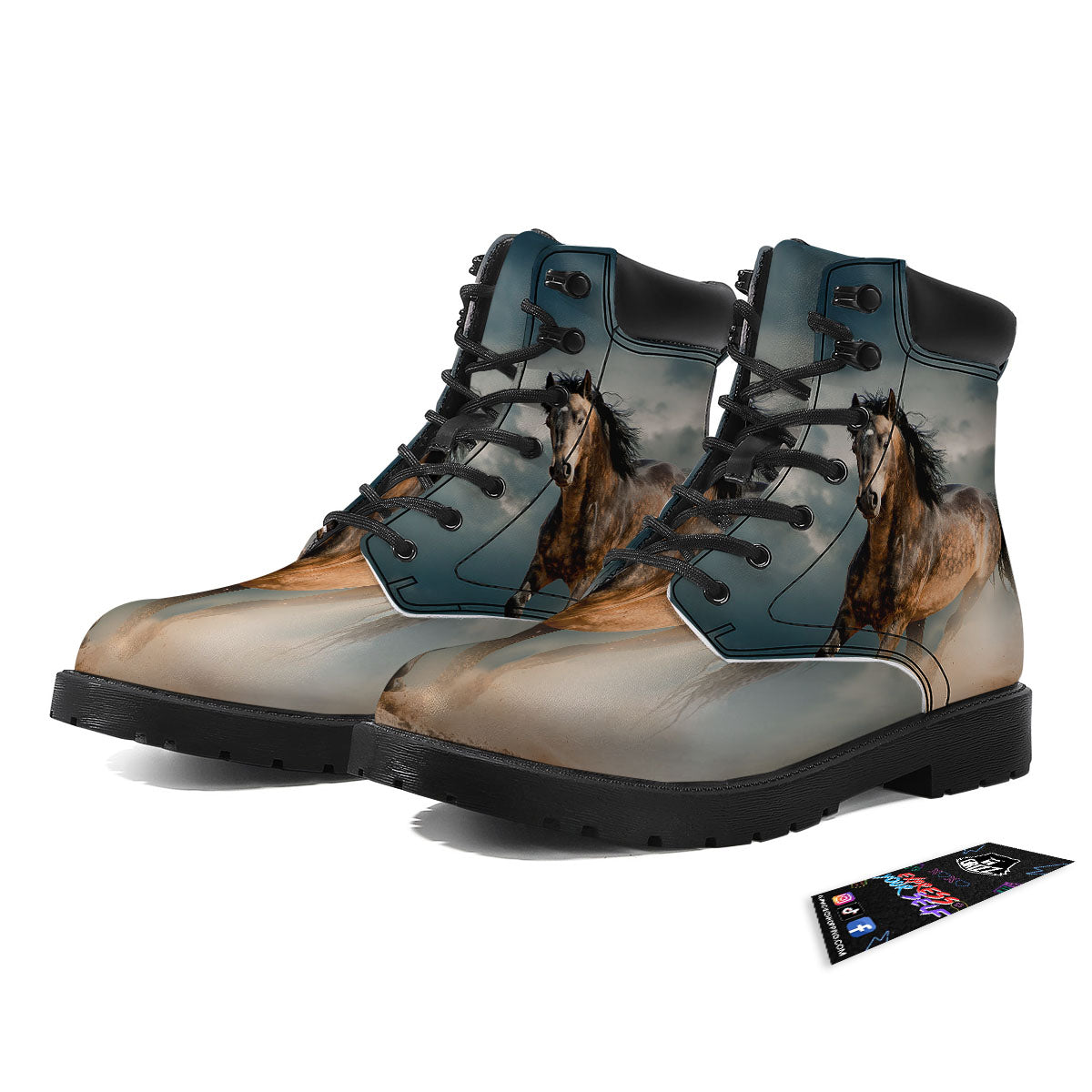 Wild Horses Running Print Boots-grizzshop
