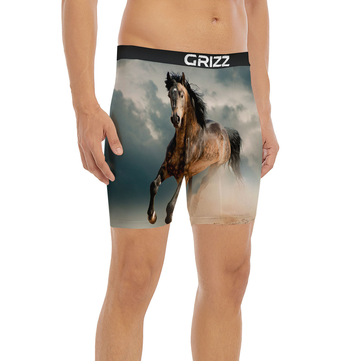 Wild Horses Running Print Boxer Briefs-grizzshop