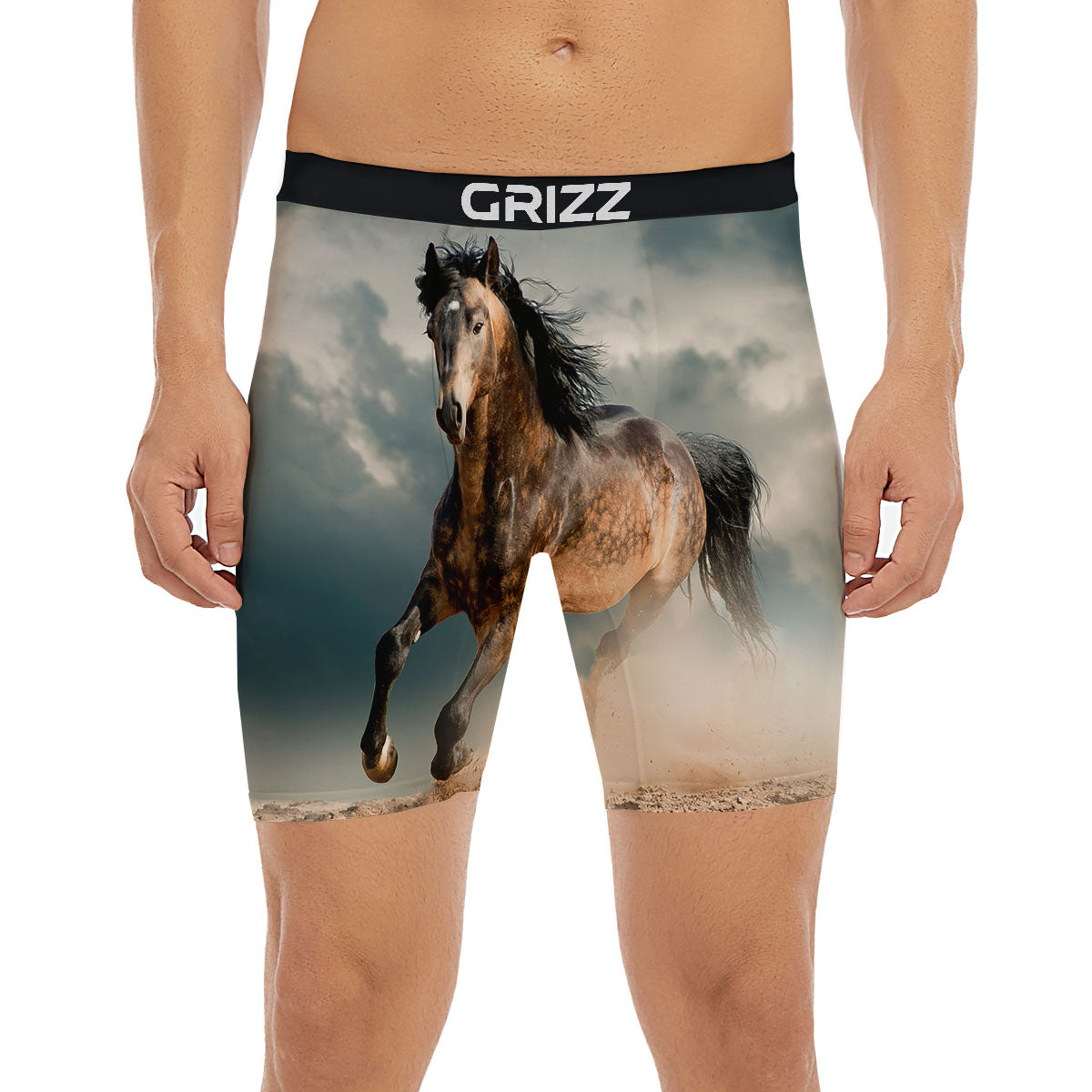 Wild Horses Running Print Boxer Briefs-grizzshop