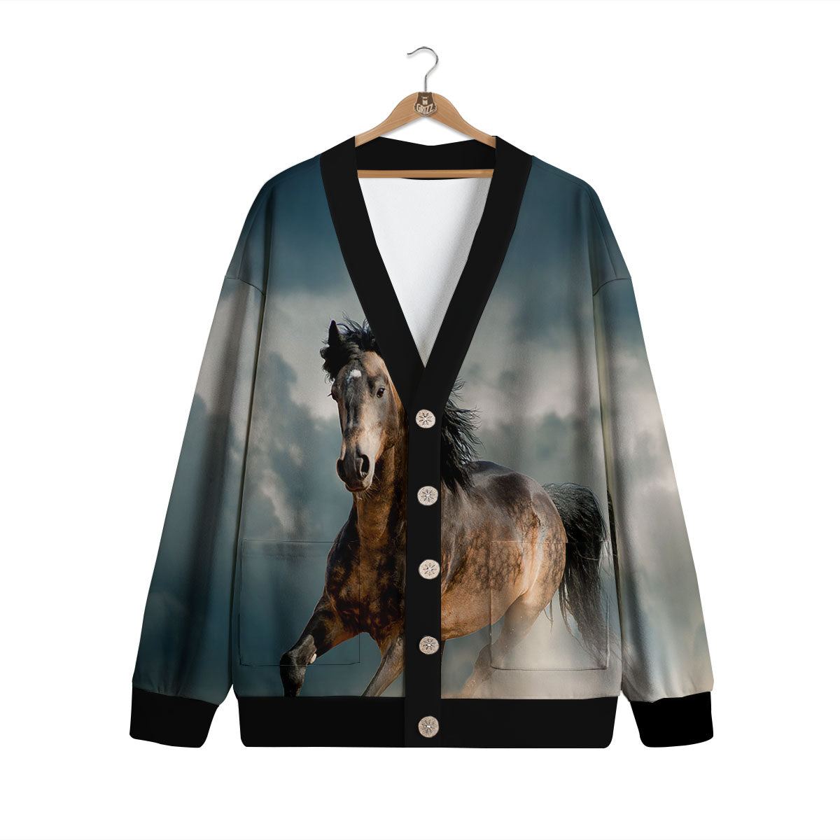 Wild Horses Running Print Cardigan-grizzshop