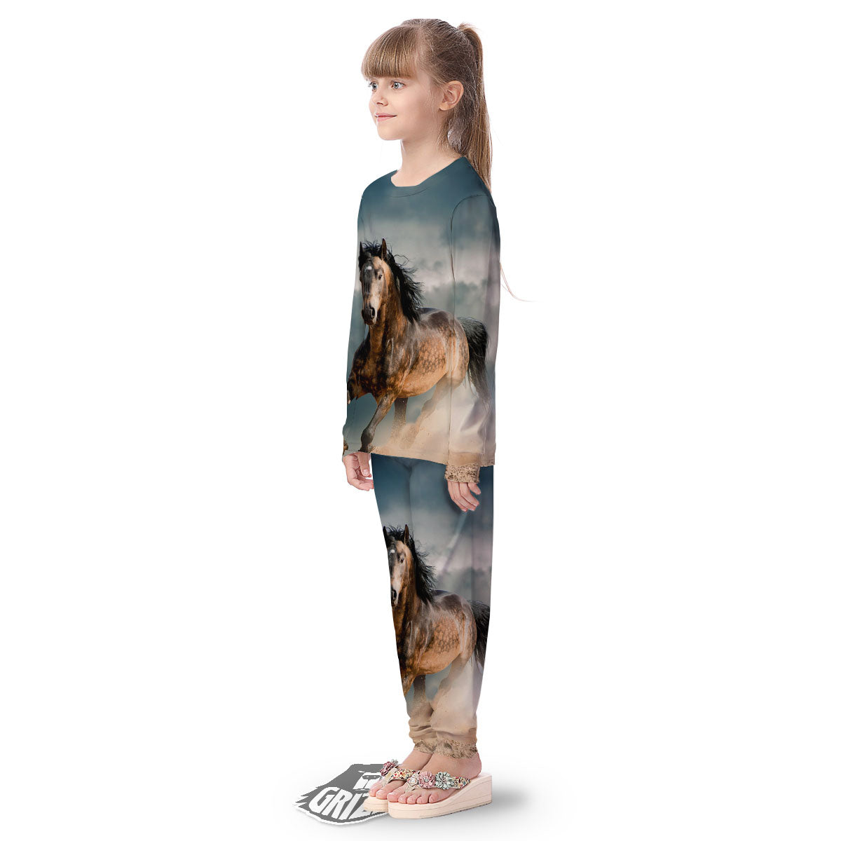 Wild Horses Running Print Kid's Pajamas-grizzshop