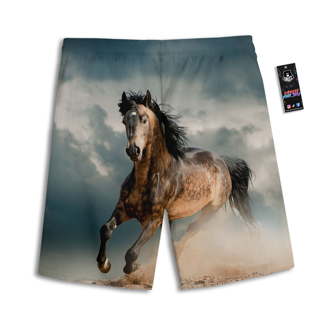 Wild Horses Running Print Men's Athletic Shorts