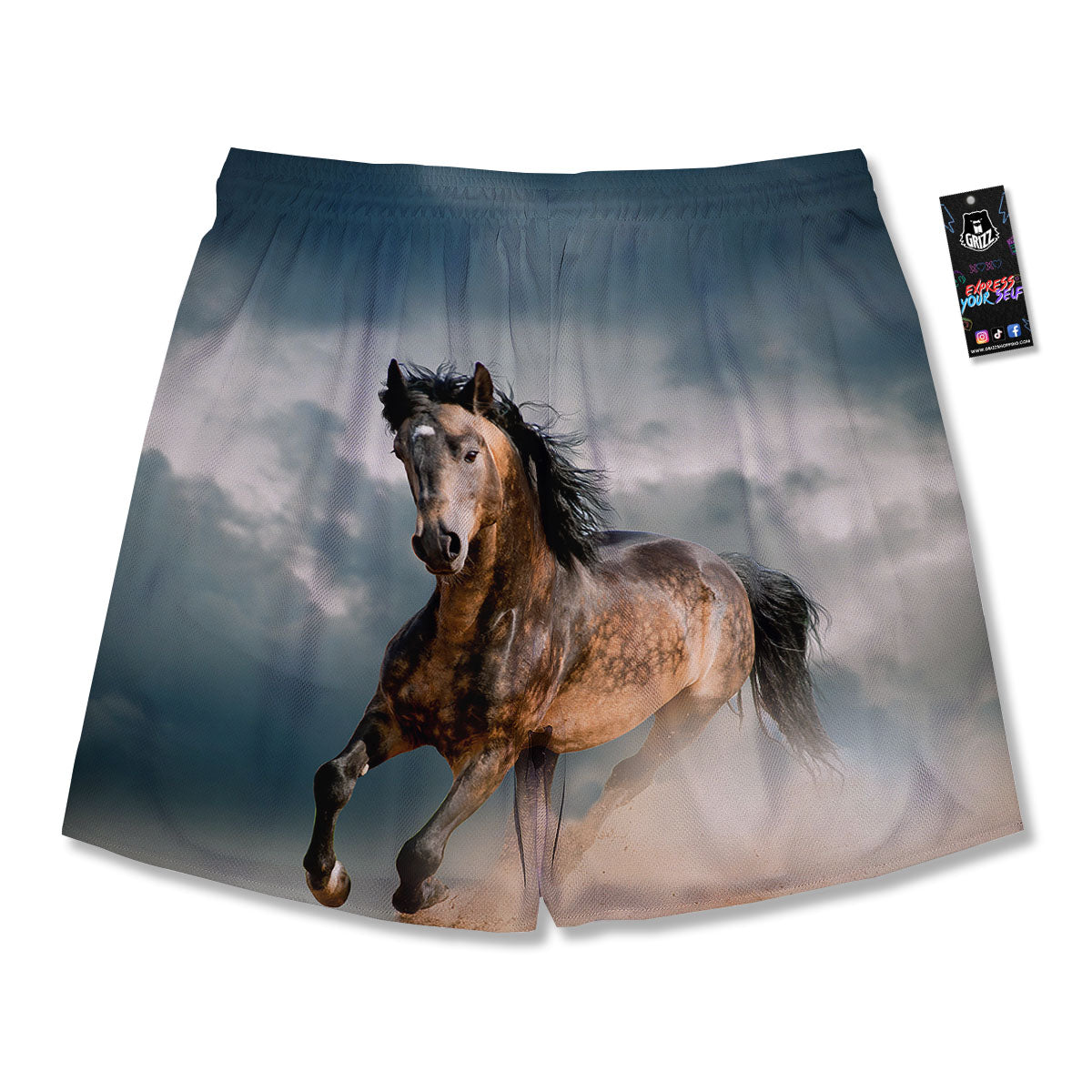 Wild Horses Running Print Men's Running Shorts-grizzshop