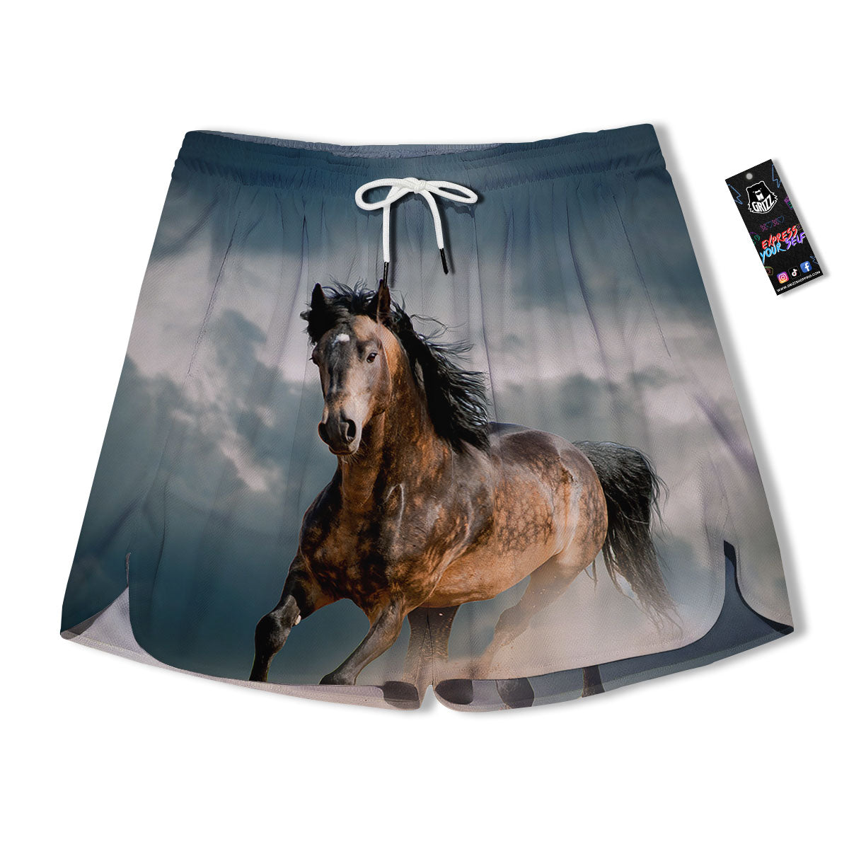 Wild Horses Running Print Men's Running Shorts-grizzshop