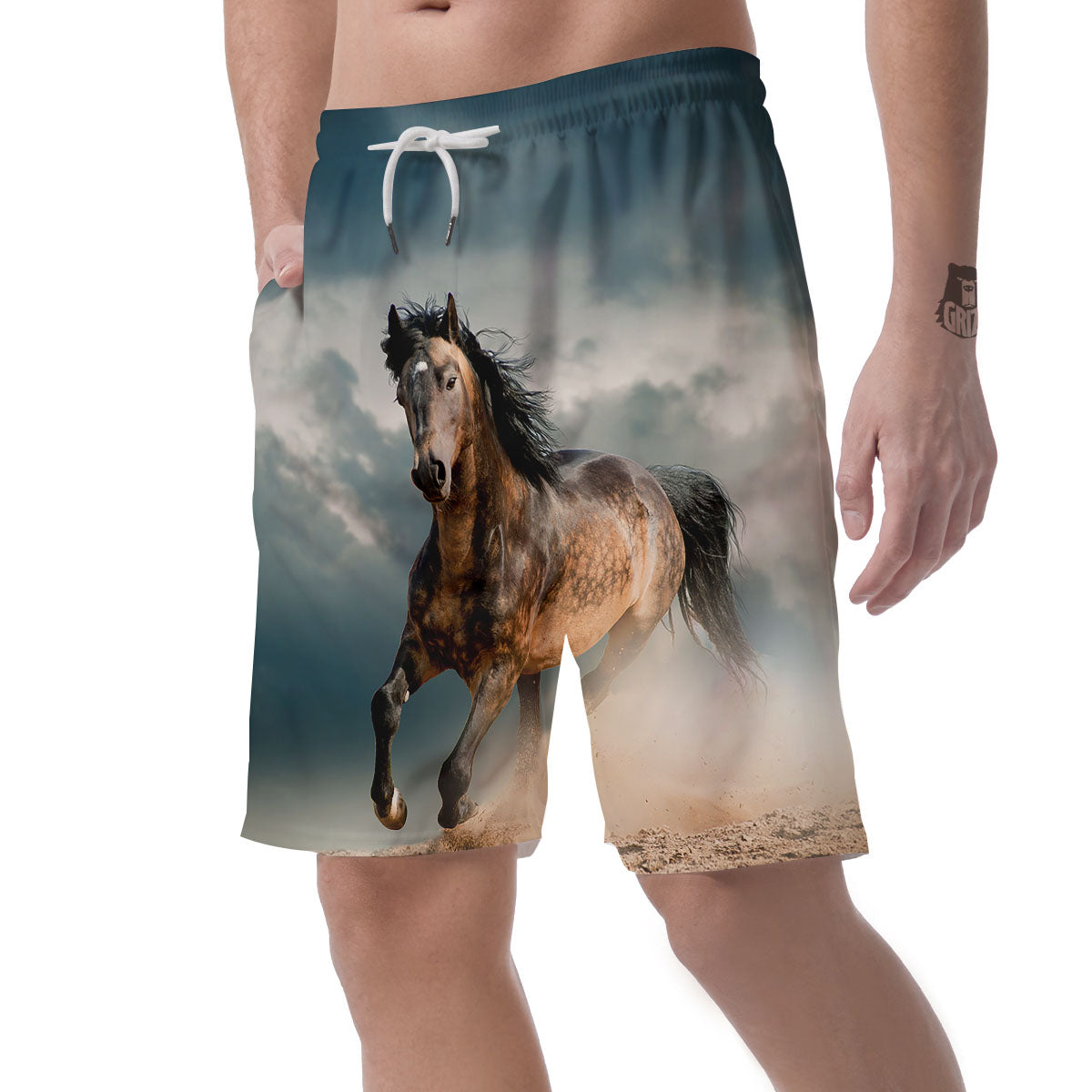 Wild Horses Running Print Men's Shorts-grizzshop