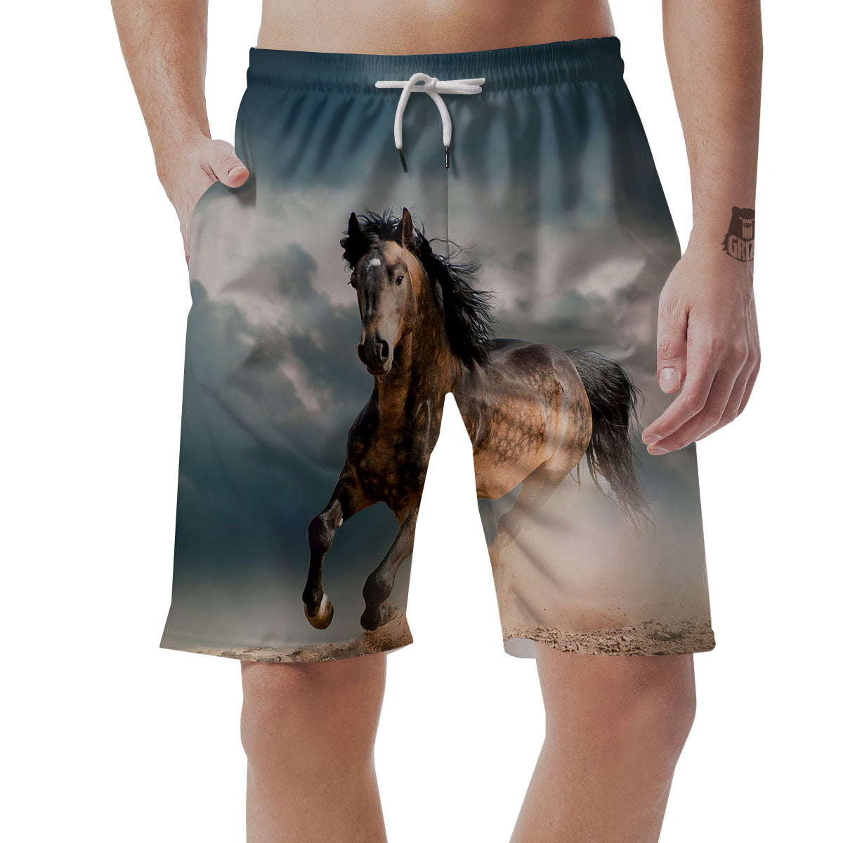 Wild Horses Running Print Men's Shorts-grizzshop