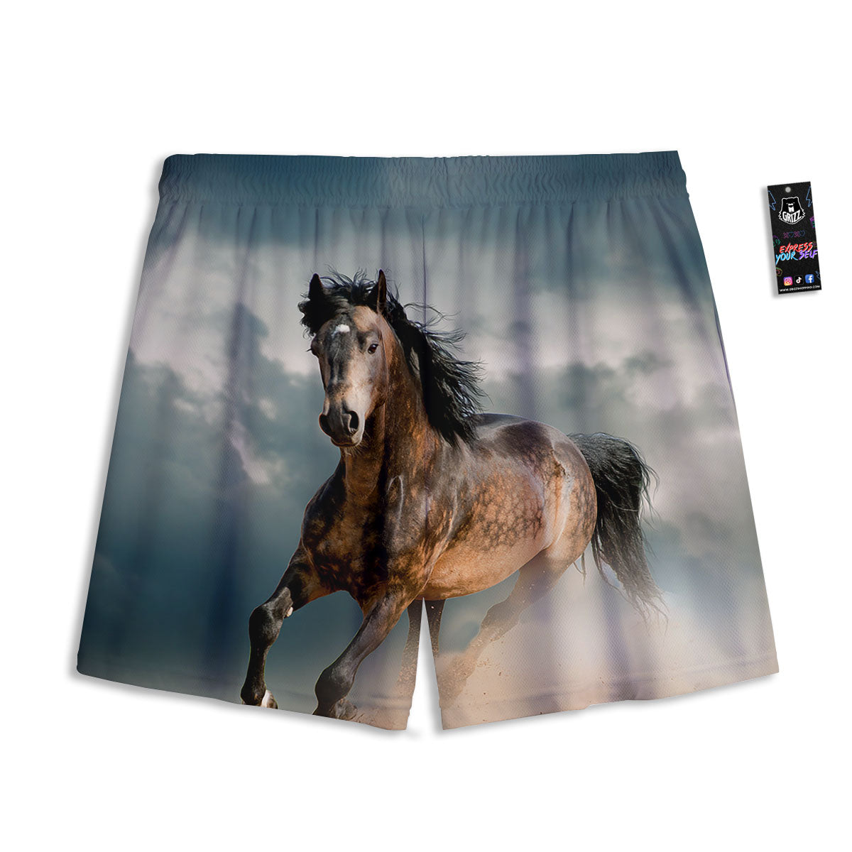 Wild Horses Running Print Mesh Shorts