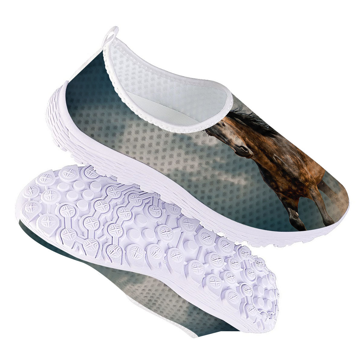 Wild Horses Running Print Nurse Shoes-grizzshop