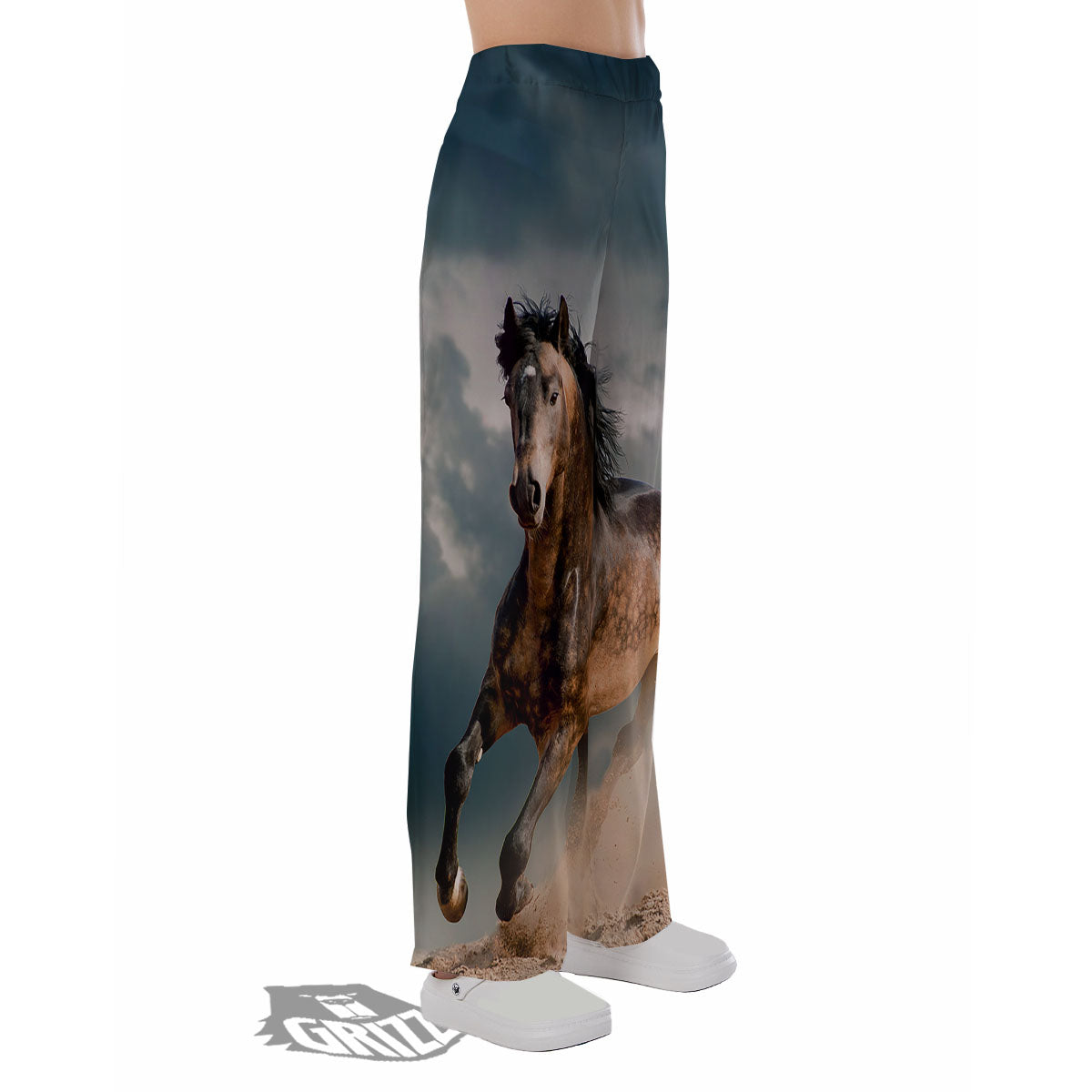 Wild Horses Running Print Pajama Pants-grizzshop