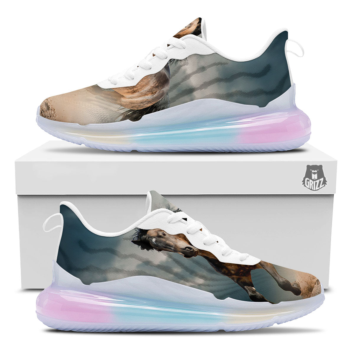 Wild Horses Running Print Running Sneakers-grizzshop
