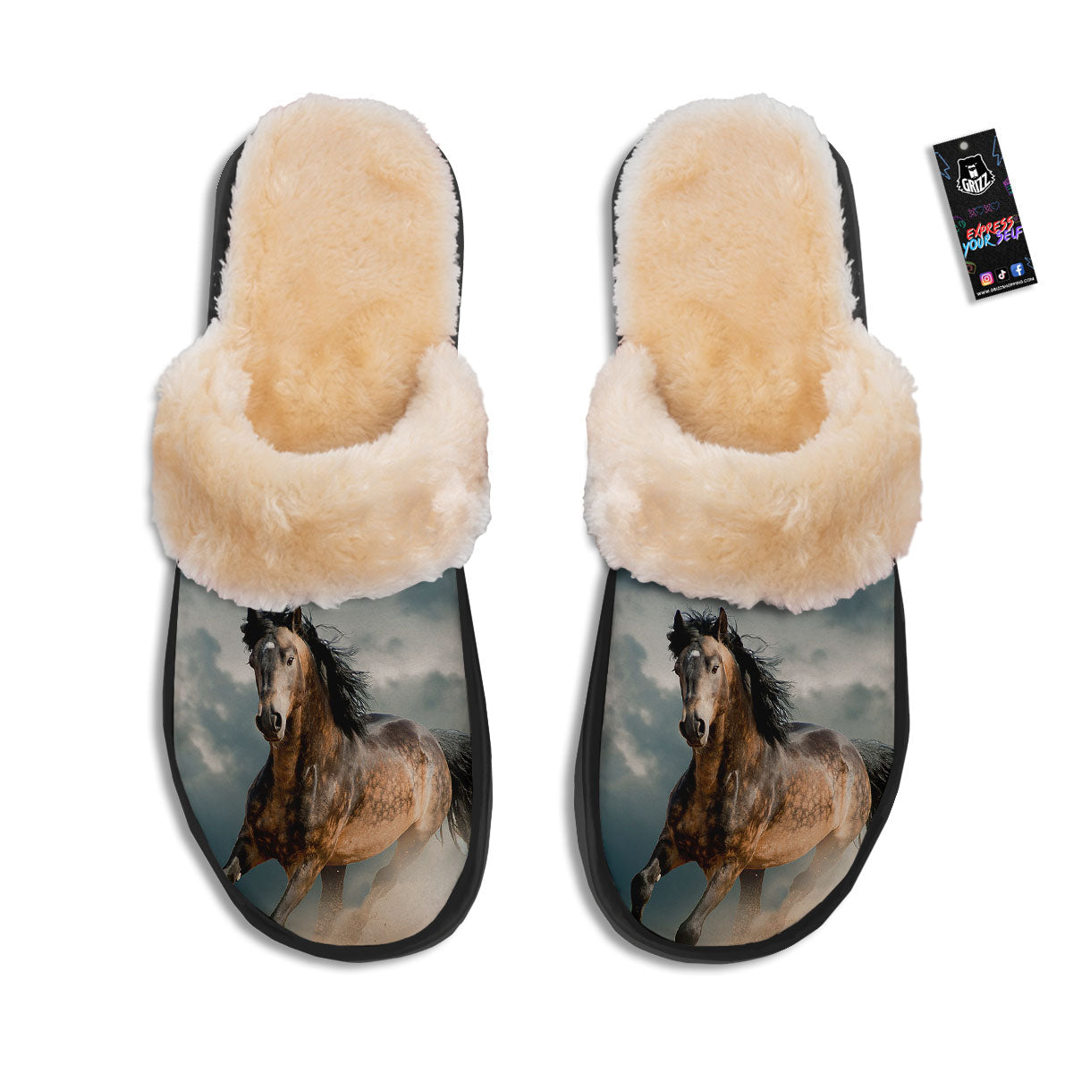 Wild Horses Running Print Slippers-grizzshop