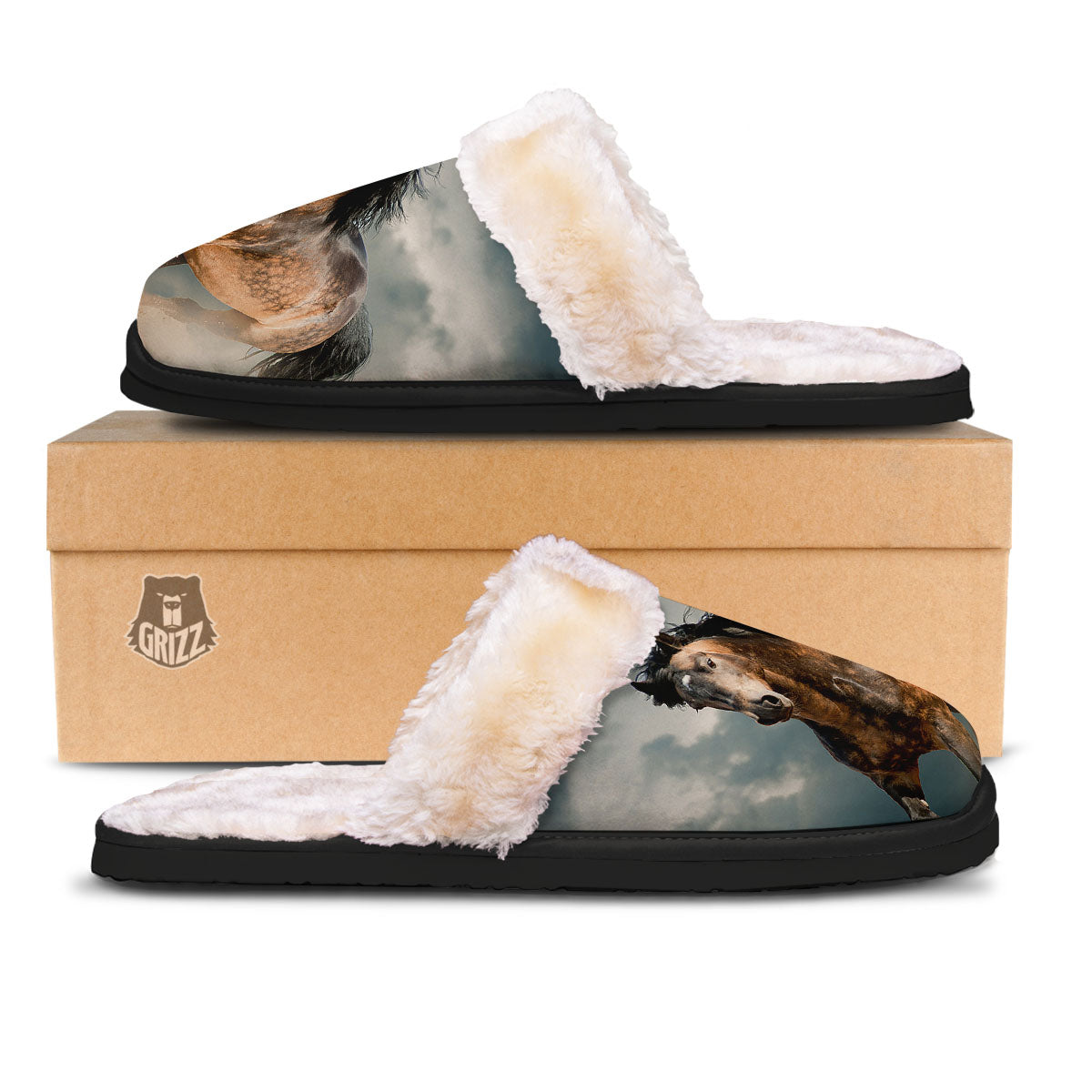 Wild Horses Running Print Slippers-grizzshop