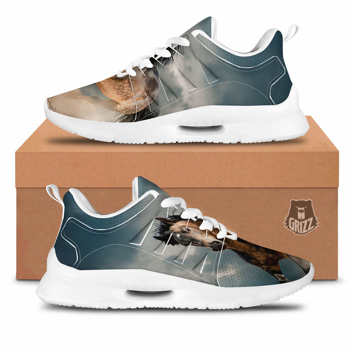 Wild Horses Running Print Tennis Shoes-grizzshop
