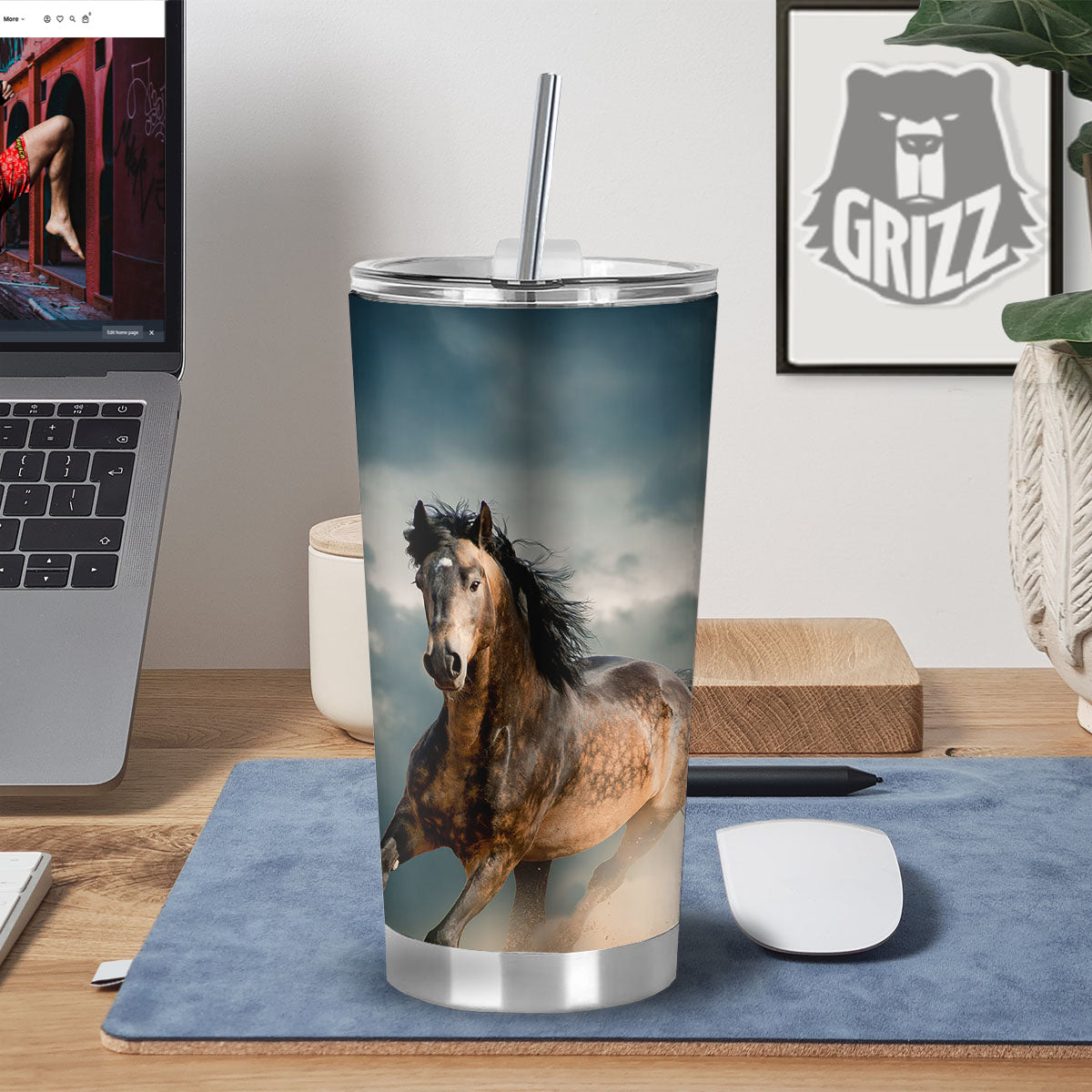 Wild Horses Running Print Tumbler-grizzshop