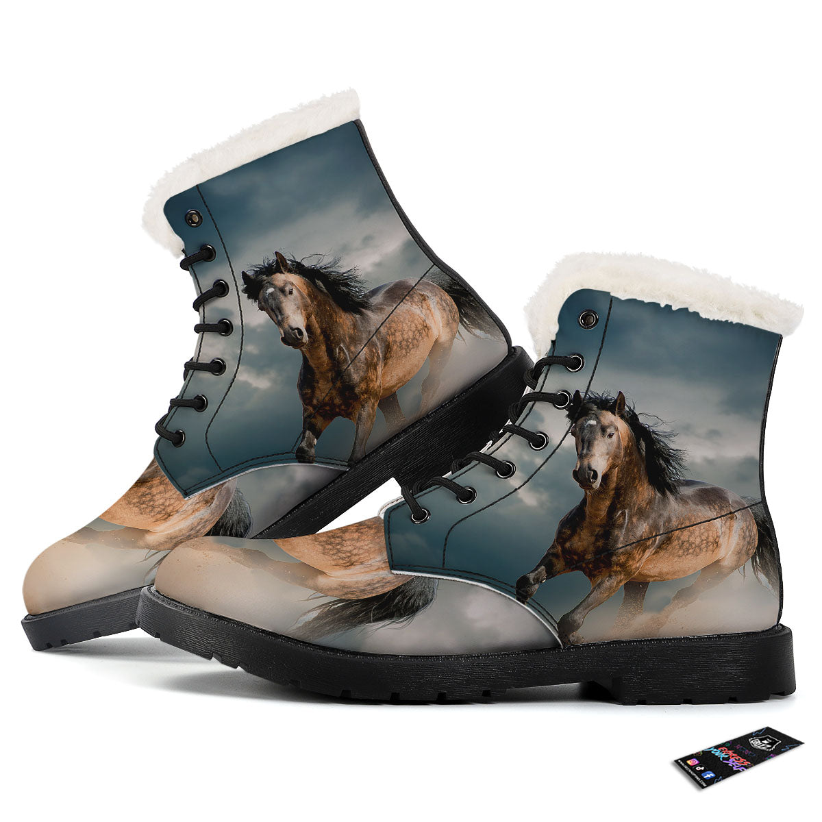 Wild Horses Running Print Winter Boots-grizzshop