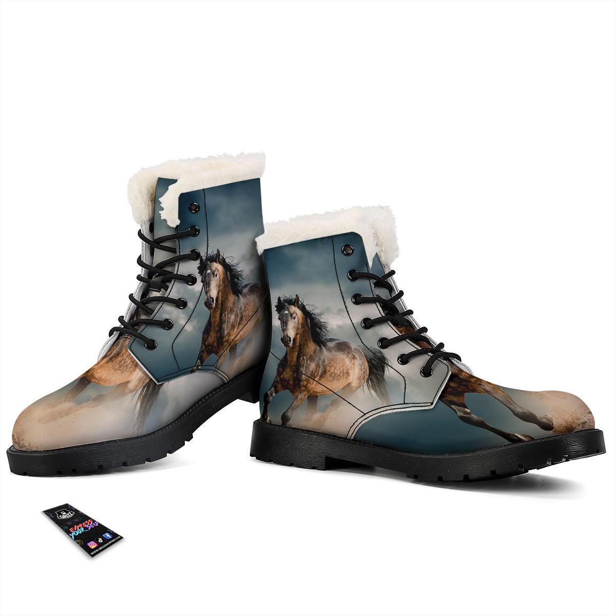 Wild Horses Running Print Winter Boots-grizzshop