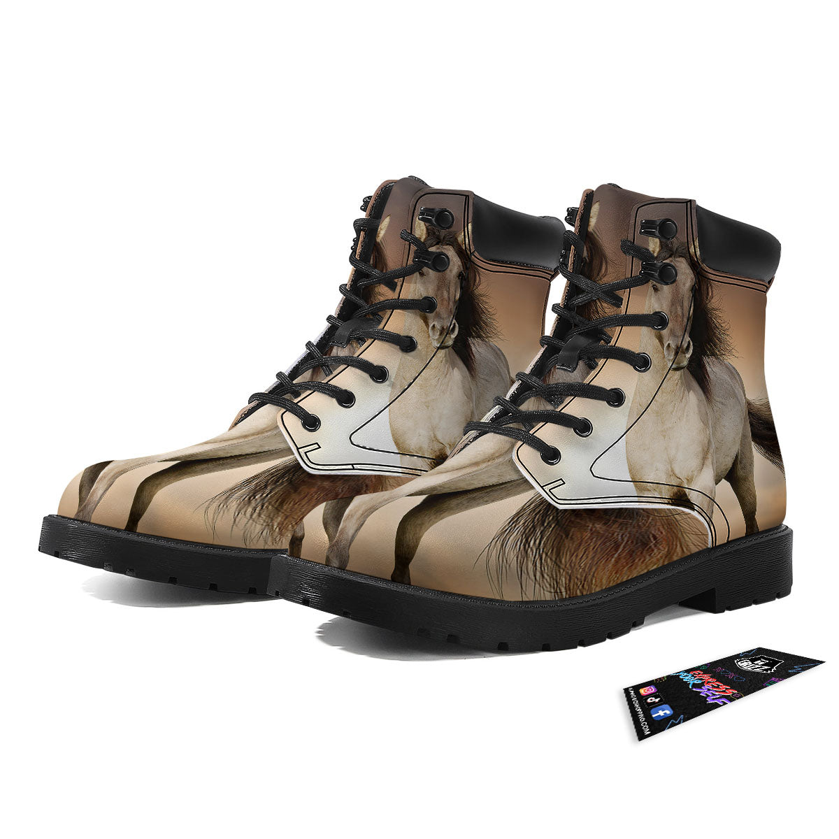 Wild Stallion Horse Running Print Boots-grizzshop