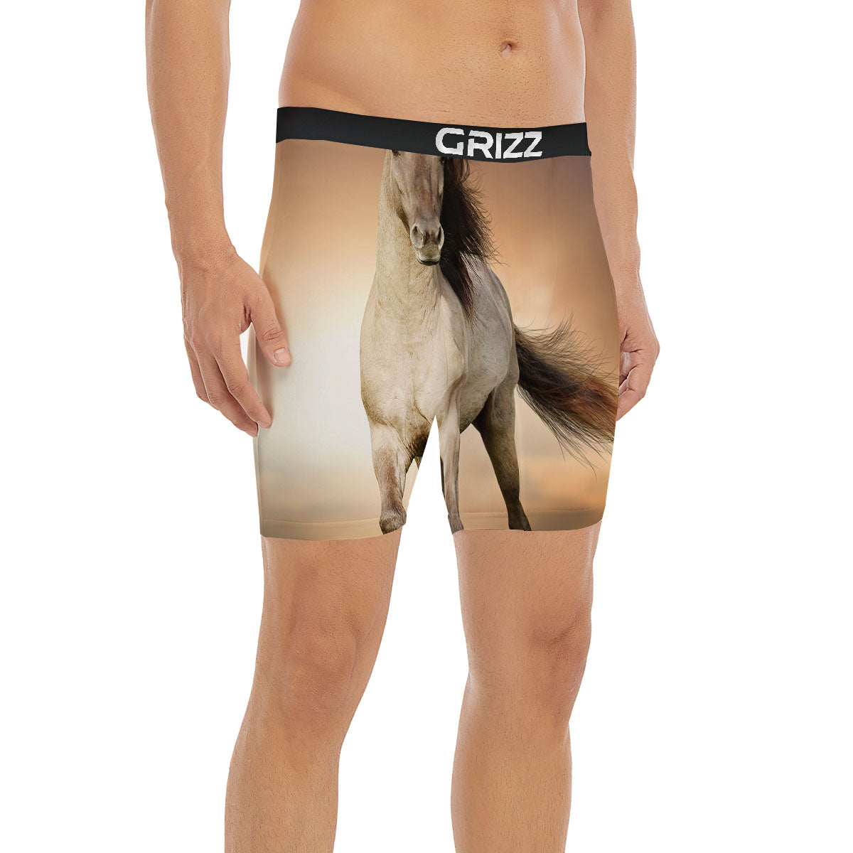 Wild Stallion Horse Running Print Boxer Briefs-grizzshop