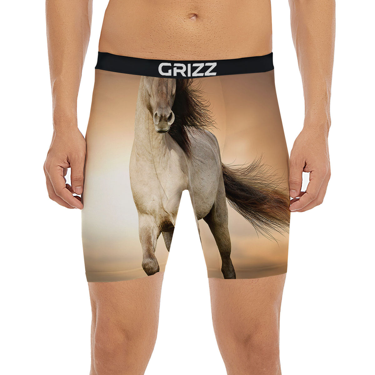 Wild Stallion Horse Running Print Boxer Briefs-grizzshop