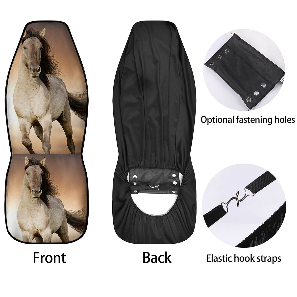 Wild Stallion Horse Running Print Car Seat Covers-grizzshop