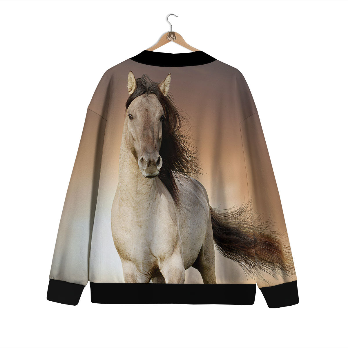 Wild Stallion Horse Running Print Cardigan-grizzshop