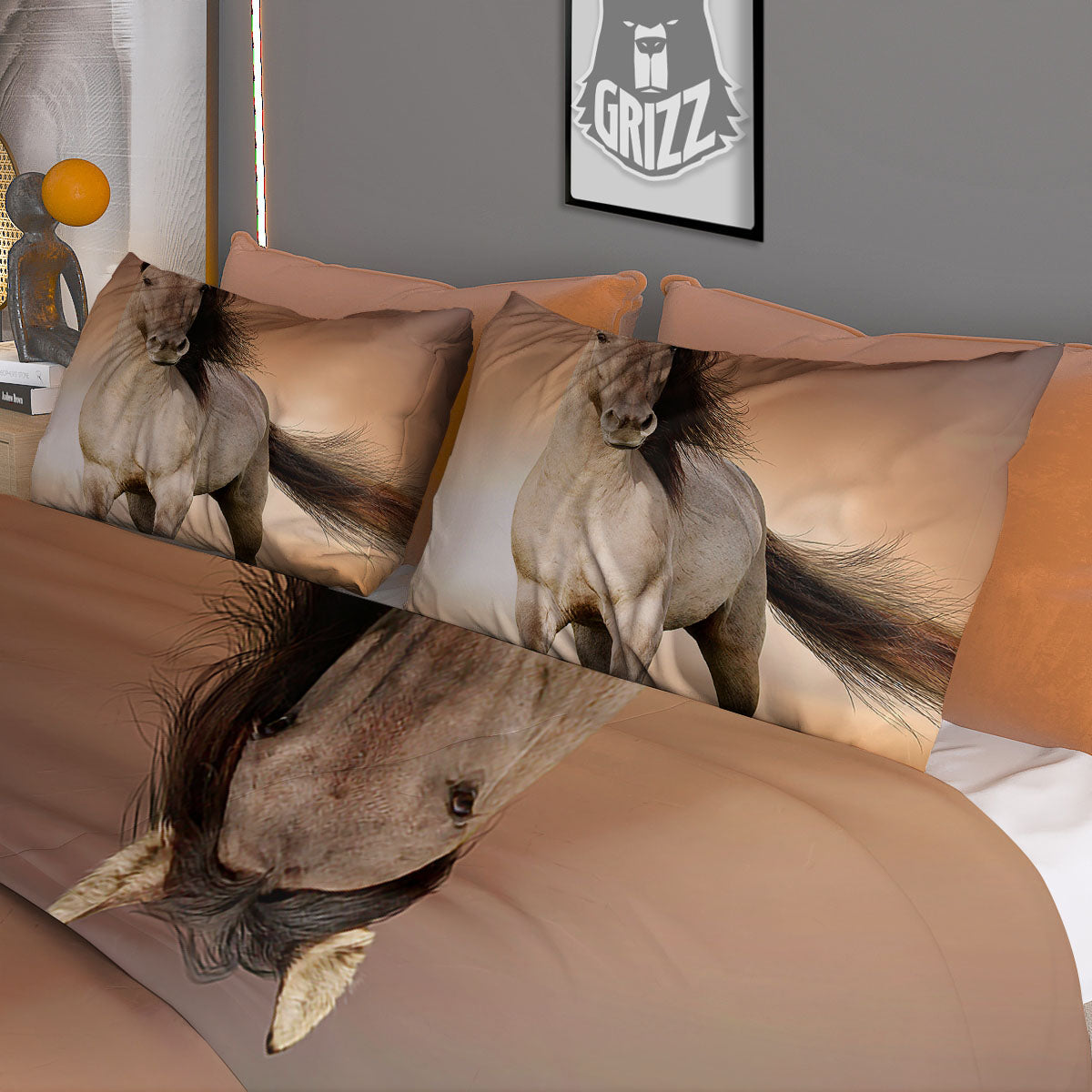 Wild Stallion Horse Running Print Duvet Cover Bedding Set
