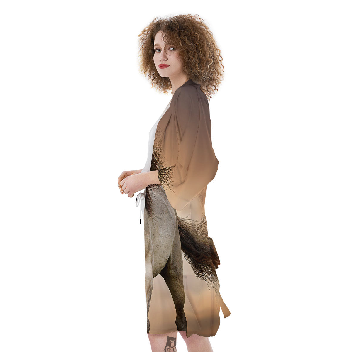 Wild Stallion Horse Running Print Kimono-grizzshop