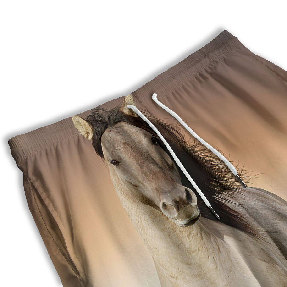 Wild Stallion Horse Running Print Men's Athletic Shorts