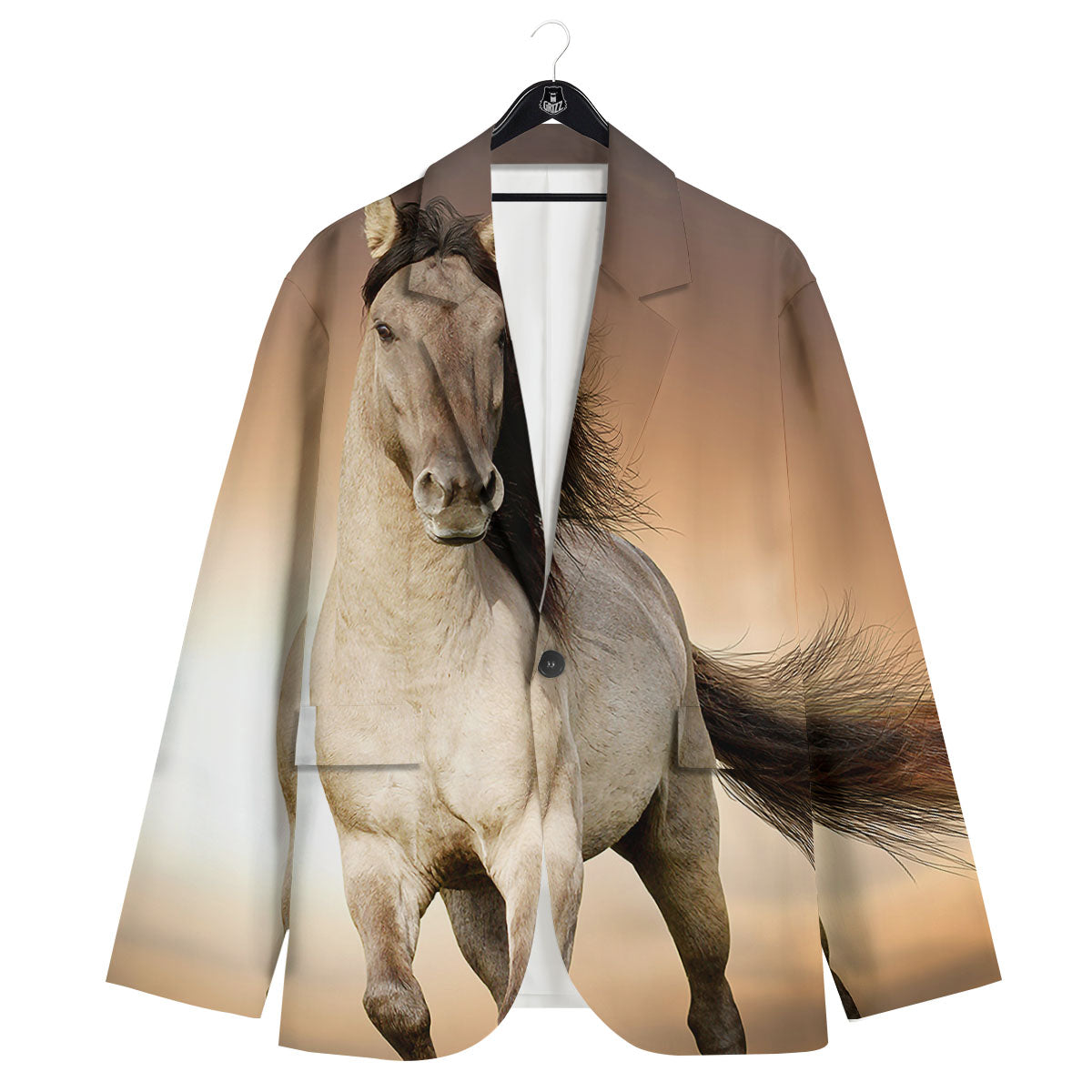 Wild Stallion Horse Running Print Men's Sport Coat-grizzshop