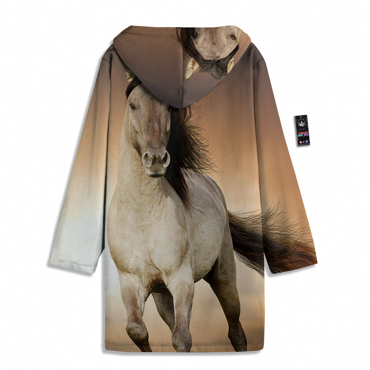 Wild Stallion Horse Running Print Men's Windbreaker Jacket-grizzshop