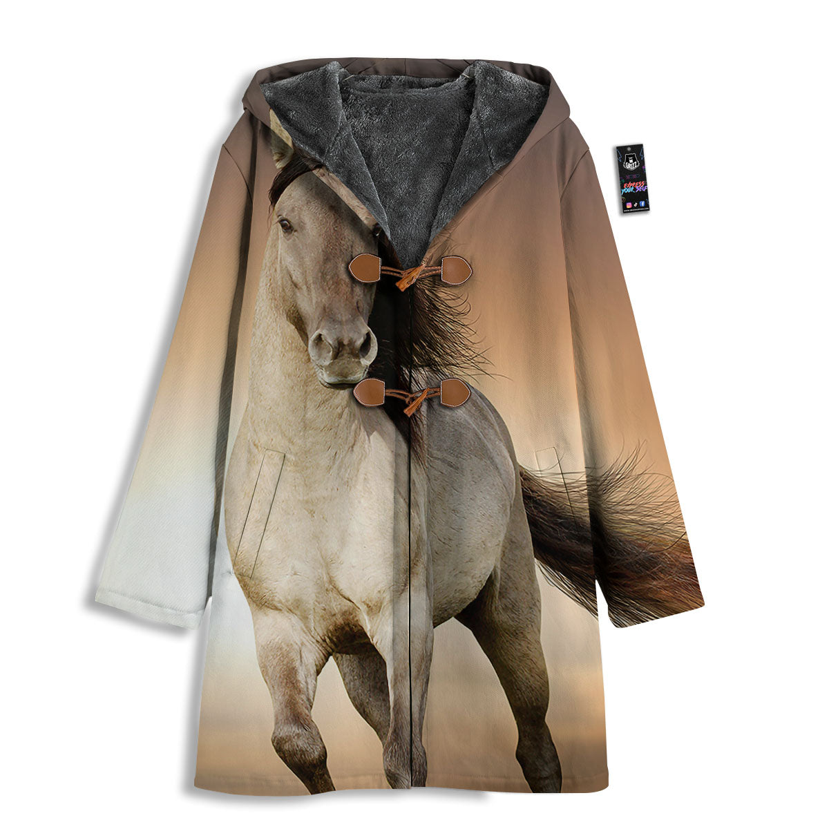 Wild Stallion Horse Running Print Men's Windbreaker Jacket-grizzshop