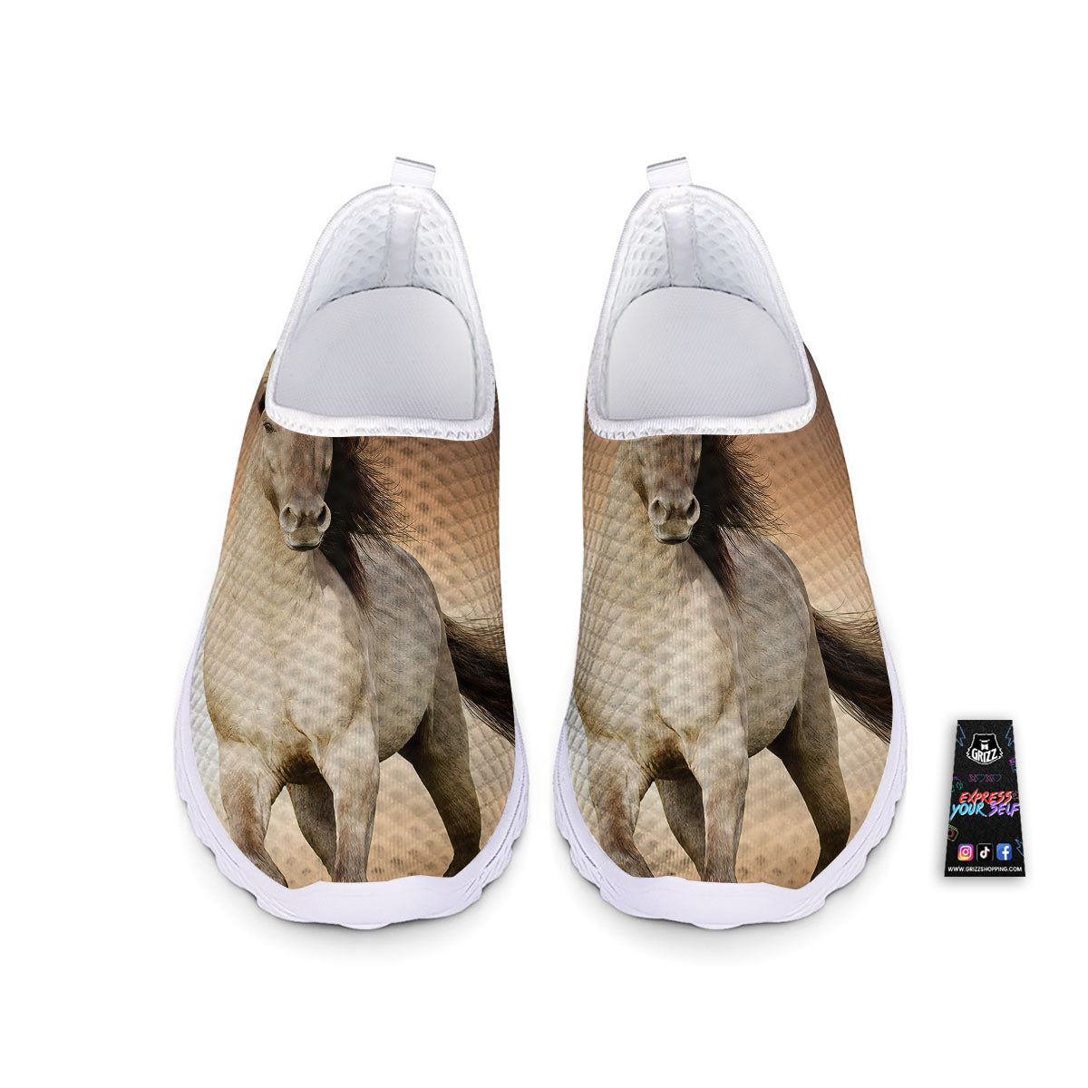 Wild Stallion Horse Running Print Nurse Shoes-grizzshop