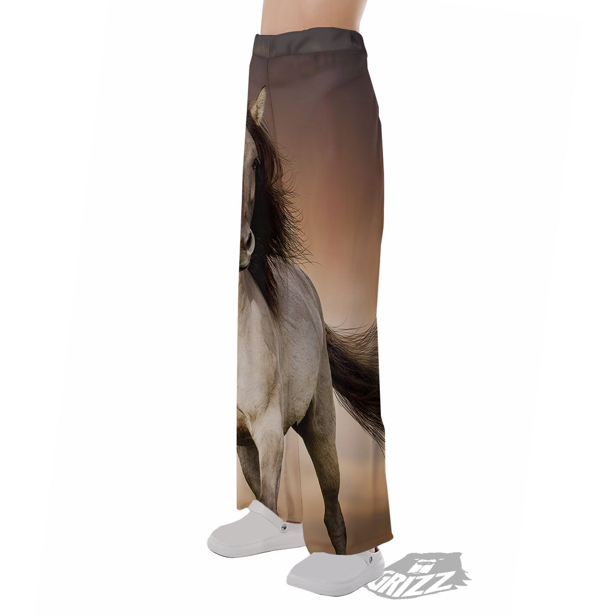 Wild Stallion Horse Running Print Pajama Pants-grizzshop
