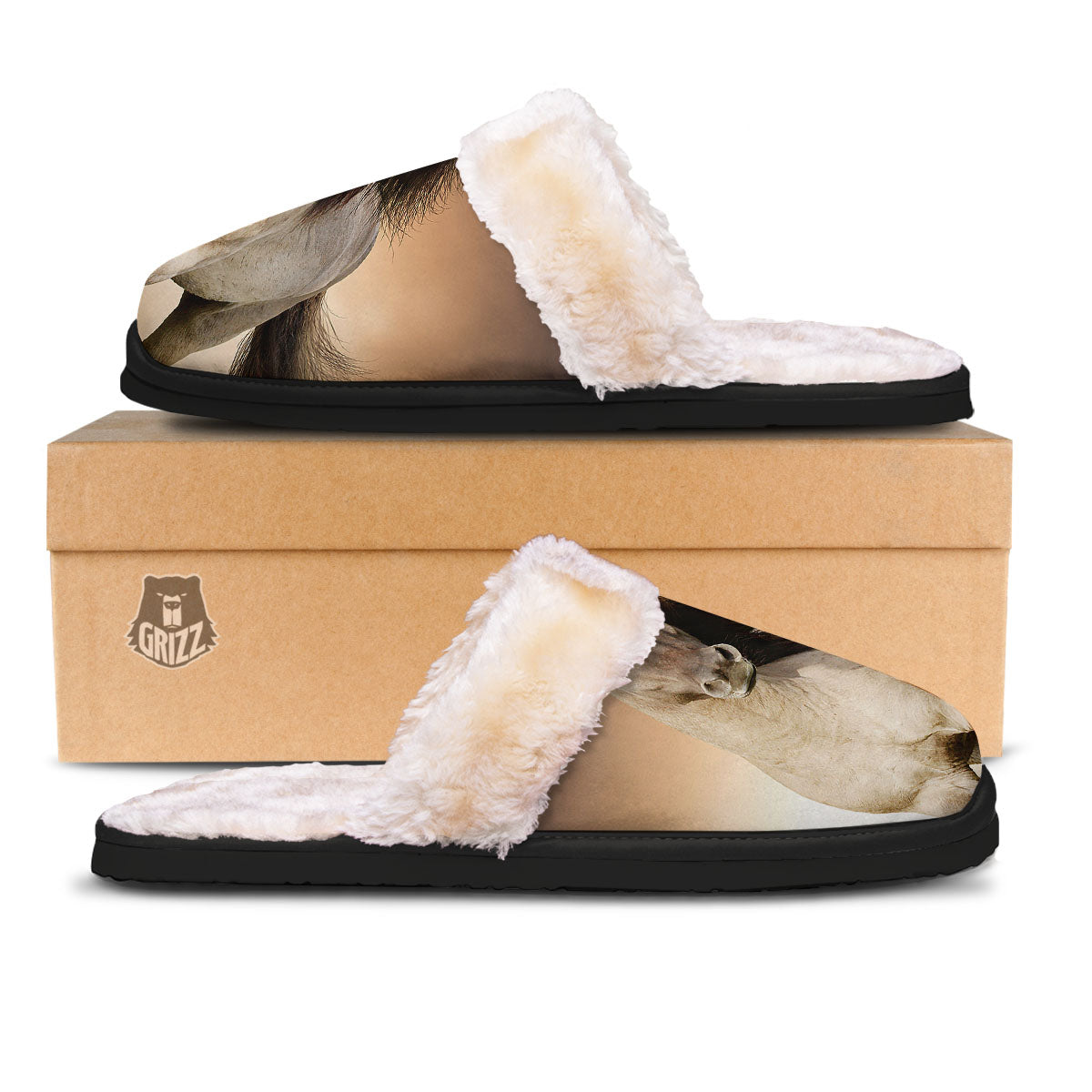 Wild Stallion Horse Running Print Slippers-grizzshop