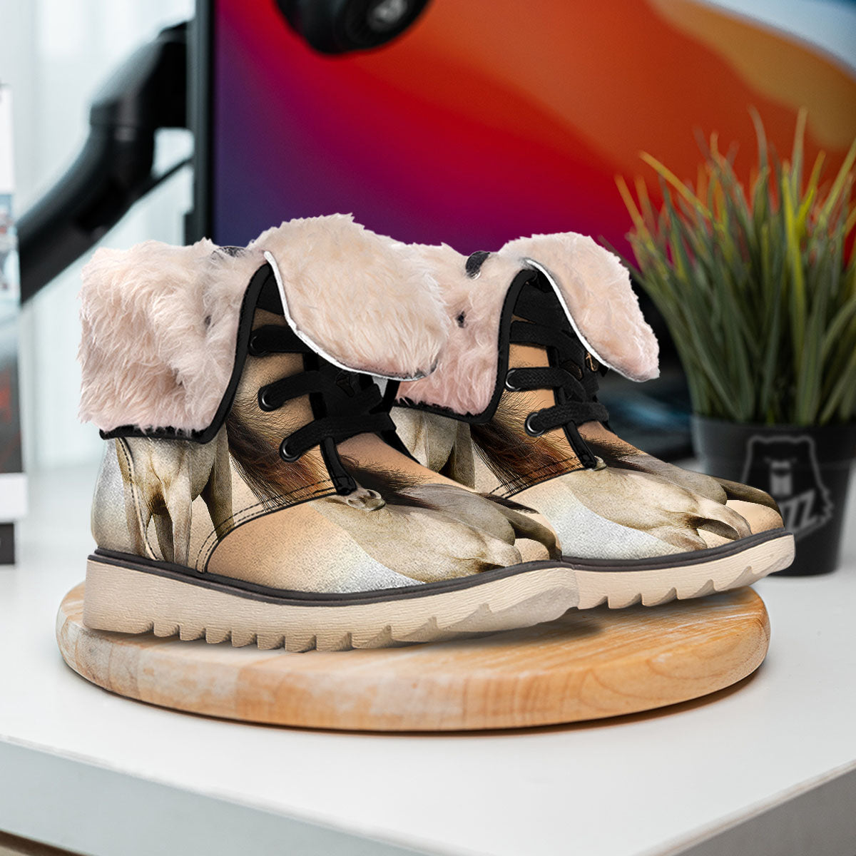 Wild Stallion Horse Running Print Snow Boots-grizzshop
