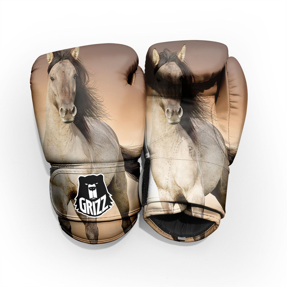 Wild Stallion Horse Running Print Pro Boxing Glove