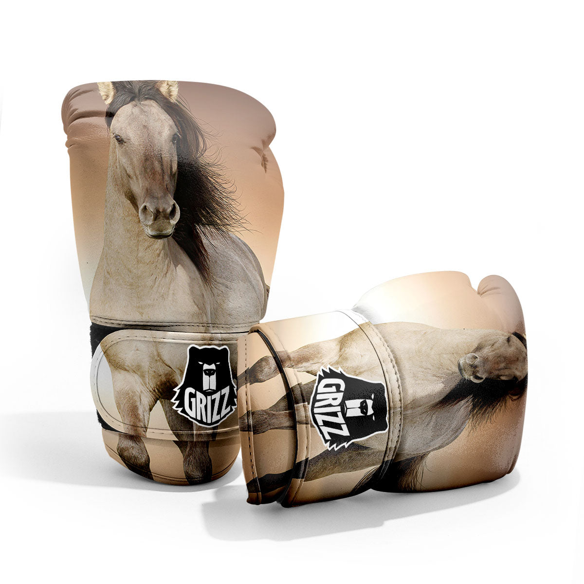 Wild Stallion Horse Running Print Pro Boxing Glove