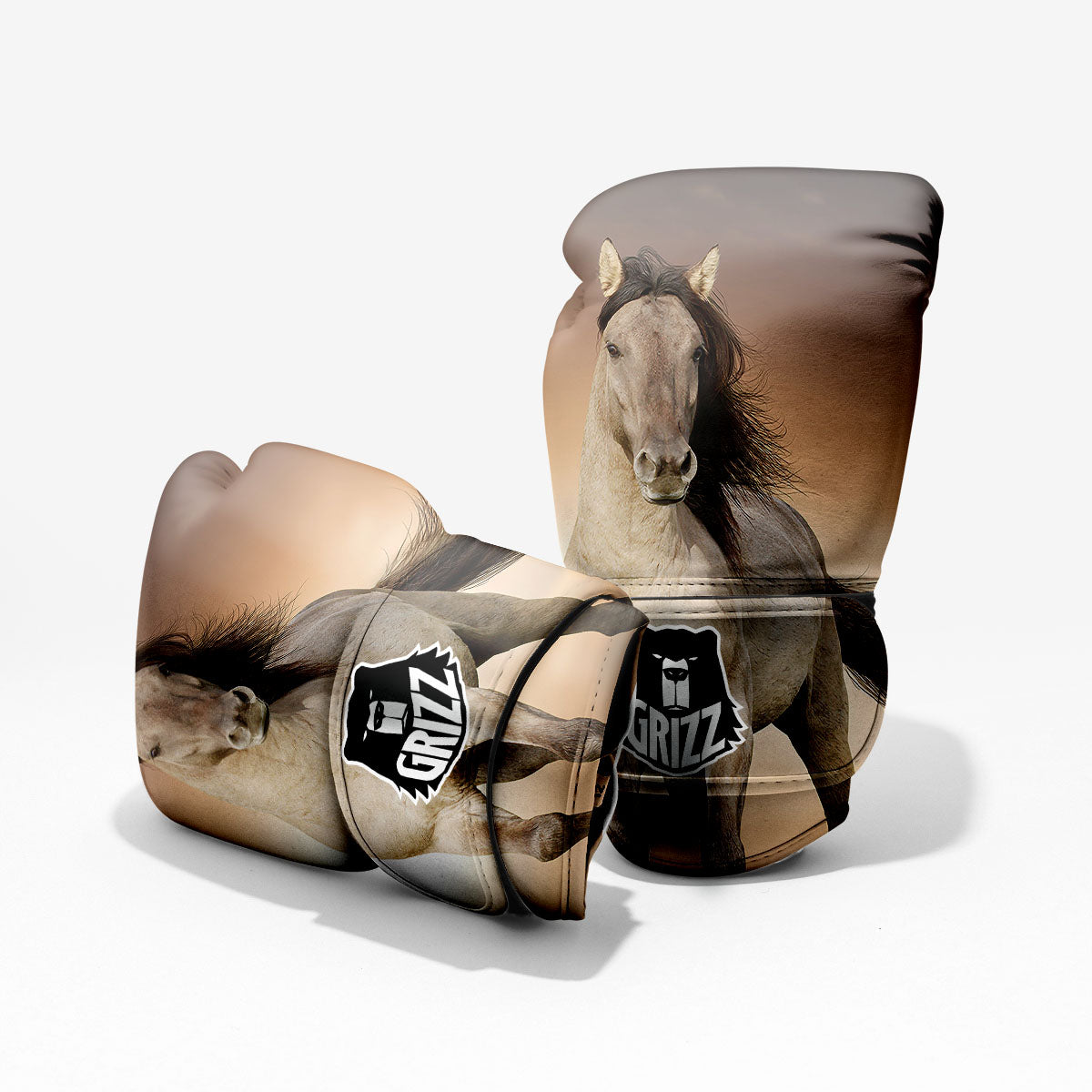 Wild Stallion Horse Running Print Pro Boxing Glove