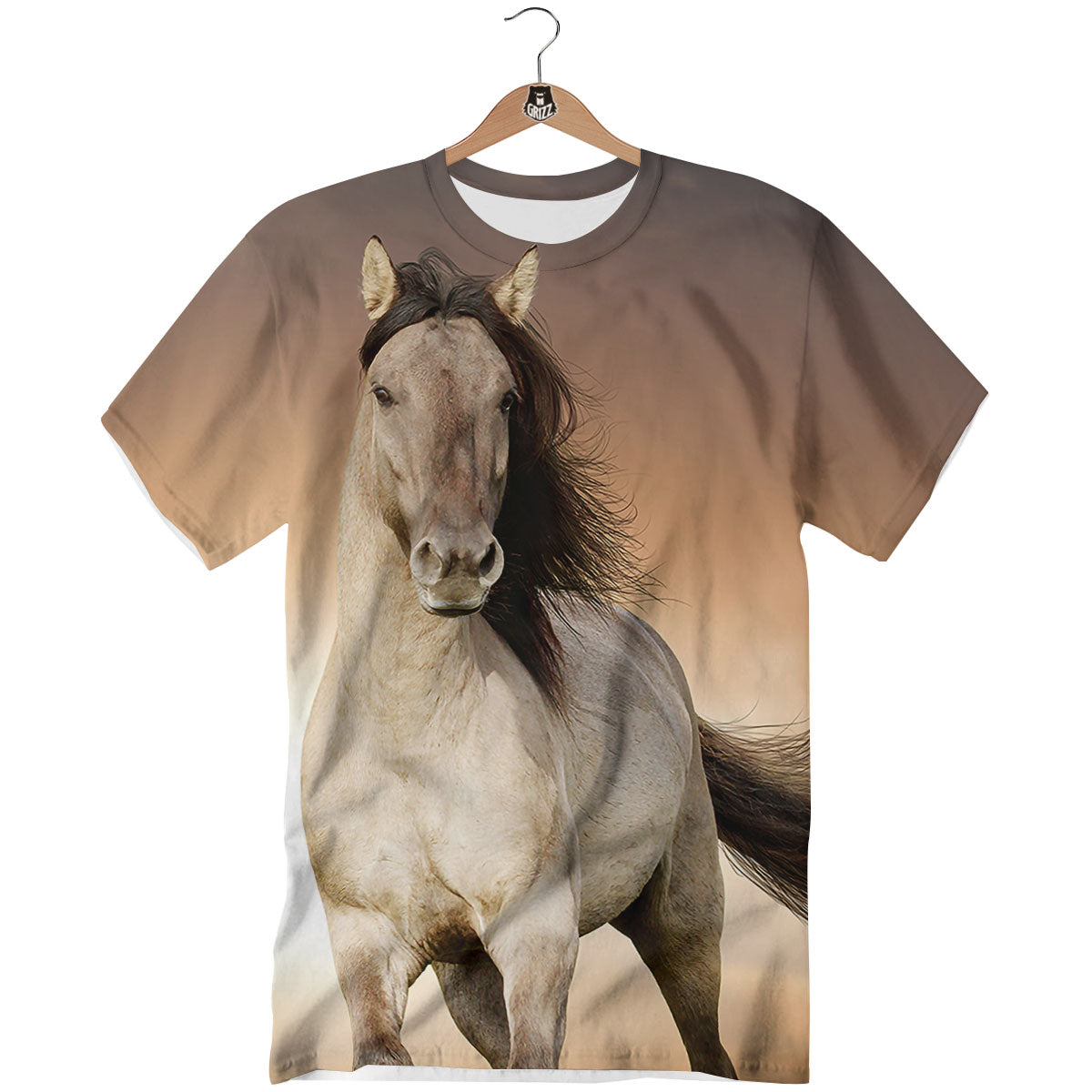 Wild Stallion Horse Running Print T-Shirt-grizzshop