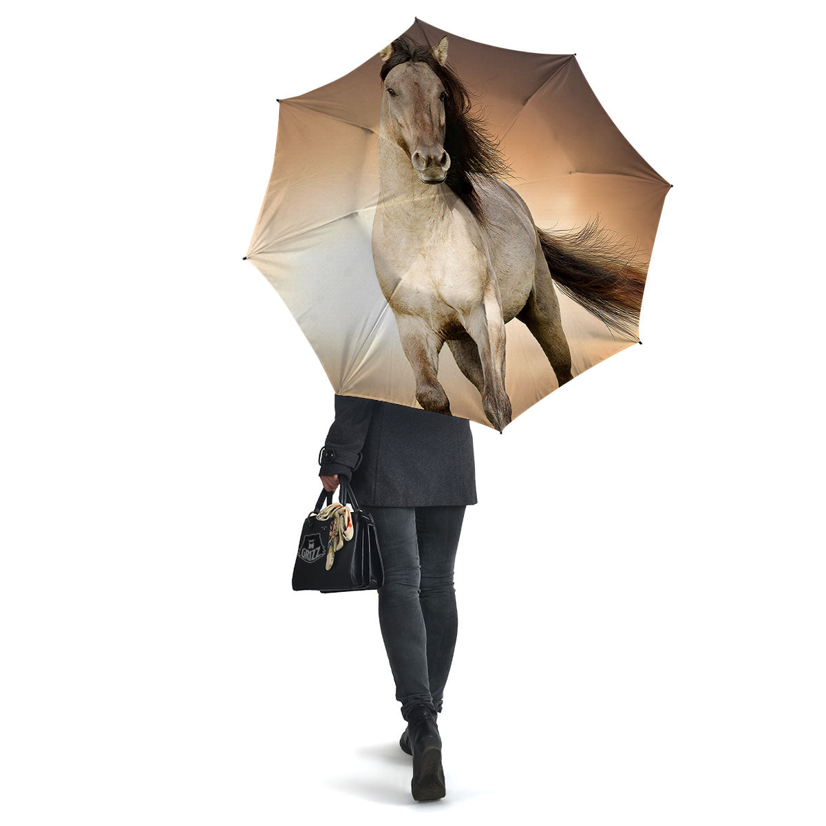Wild Stallion Horse Running Print Umbrella-grizzshop