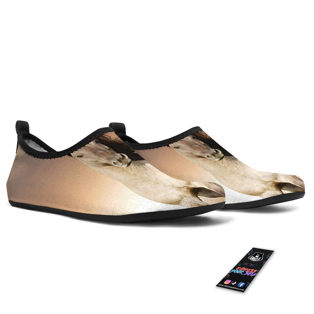 Wild Stallion Horse Running Print Water Shoes-grizzshop