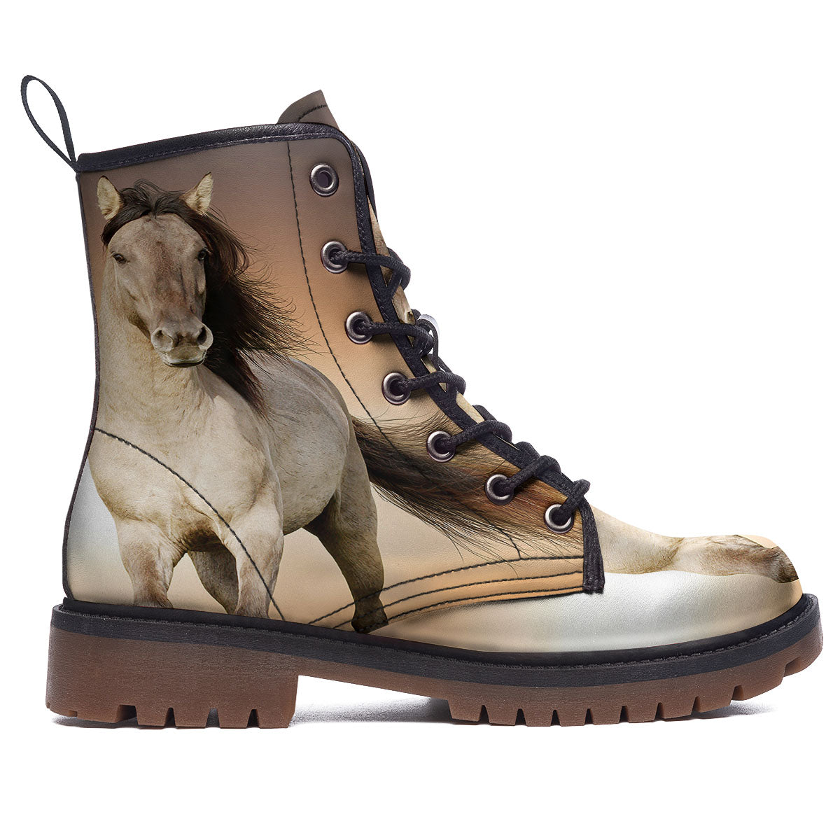 Wild Stallion Horse Running Print Work Boots-grizzshop