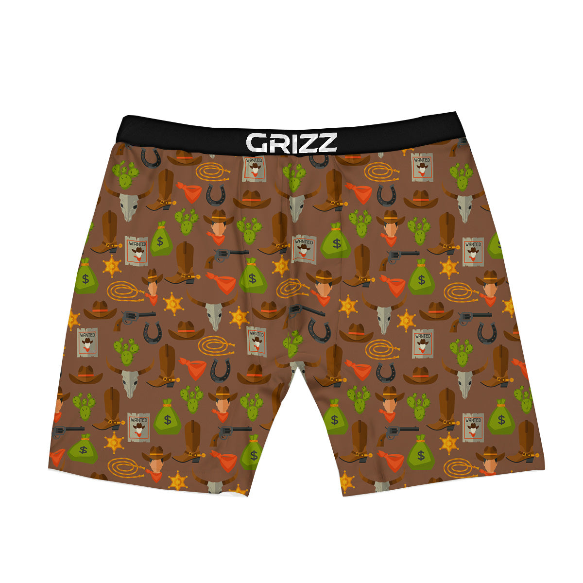 Wild West And Emoji Cowboy Style Print Pattern Boxer Briefs-grizzshop