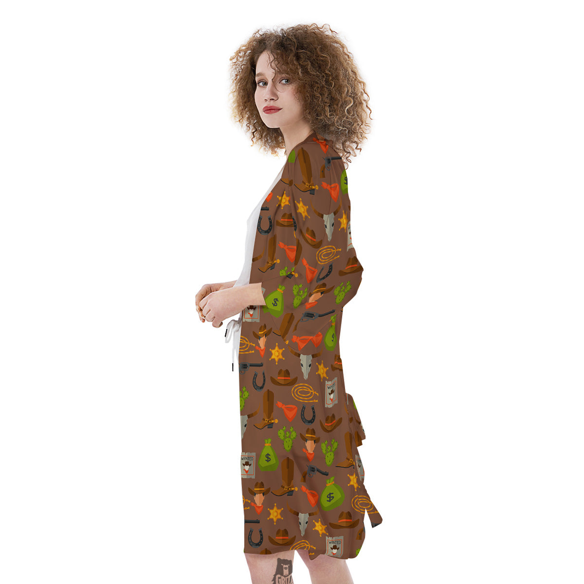 Wild West And Emoji Cowboy Style Print Pattern Kimono-grizzshop