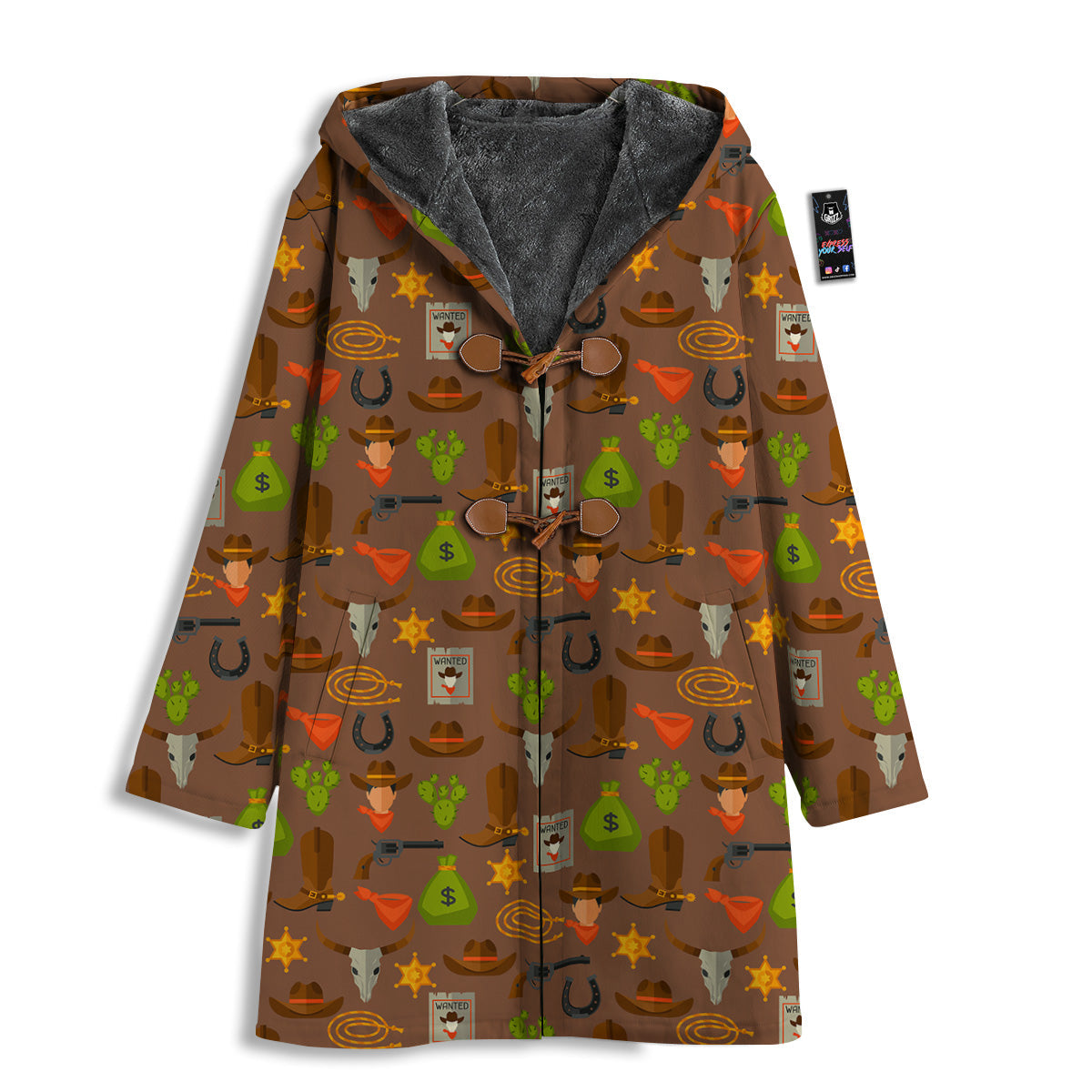 Wild West And Emoji Cowboy Style Print Pattern Men's Windbreaker Jacket-grizzshop